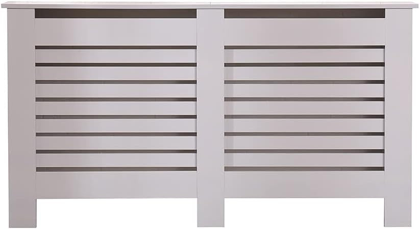 Modern Grey Radiator Cover High Gloss Slatted Cabinet W151.5xH82cm