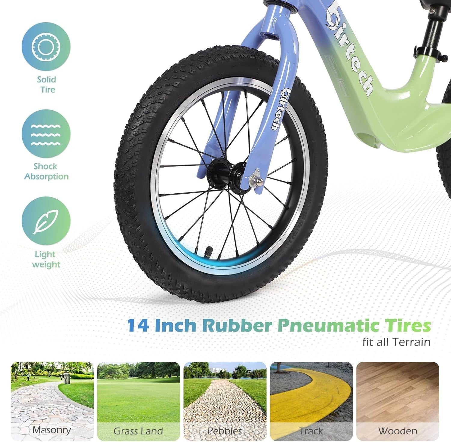14 Inch Kids Balance Bike Air Tires Adjustable Seat Lightweight Age 3-6