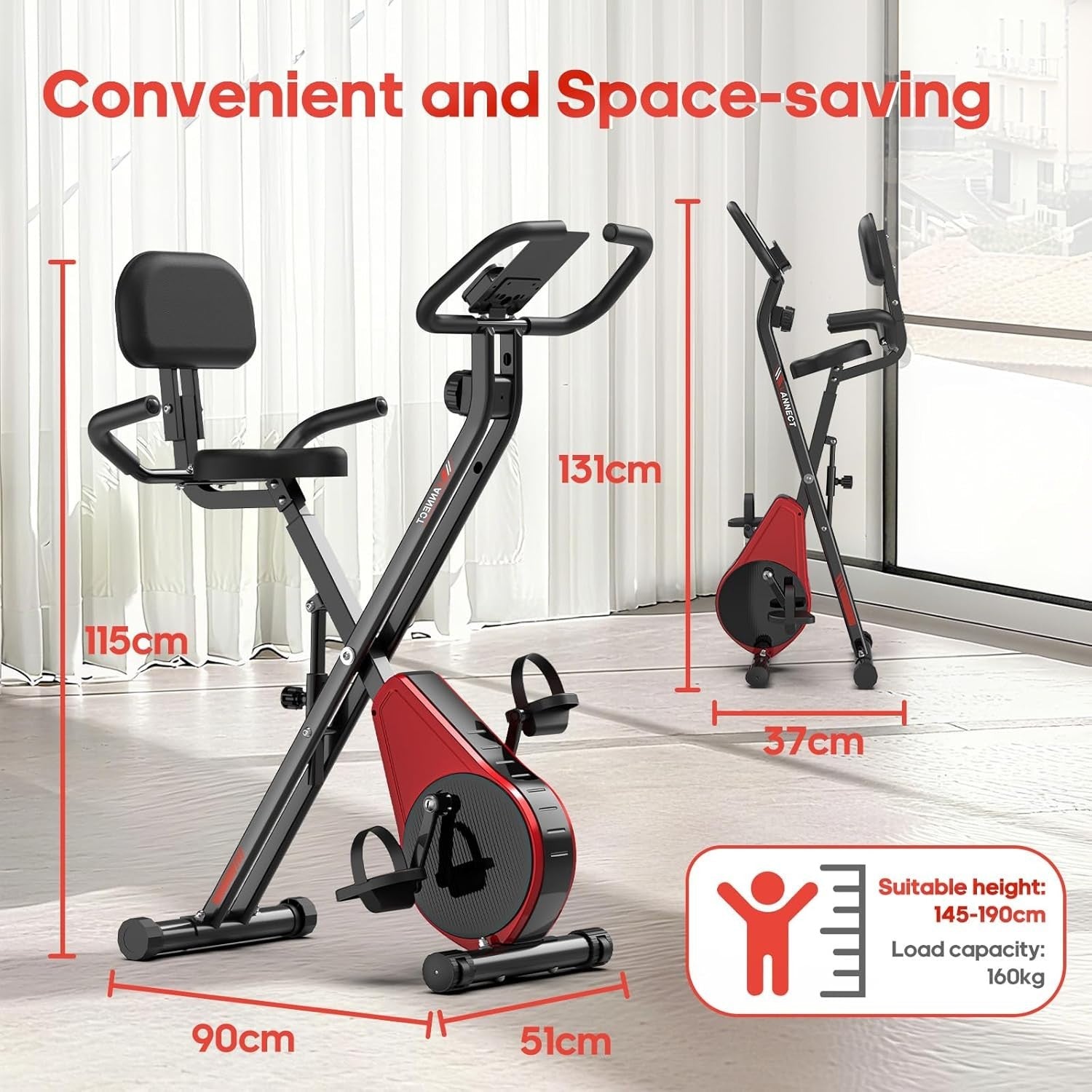 3-in-1 Folding Exercise Bike 16-Level Magnetic Resistance Quiet Home Cycle
