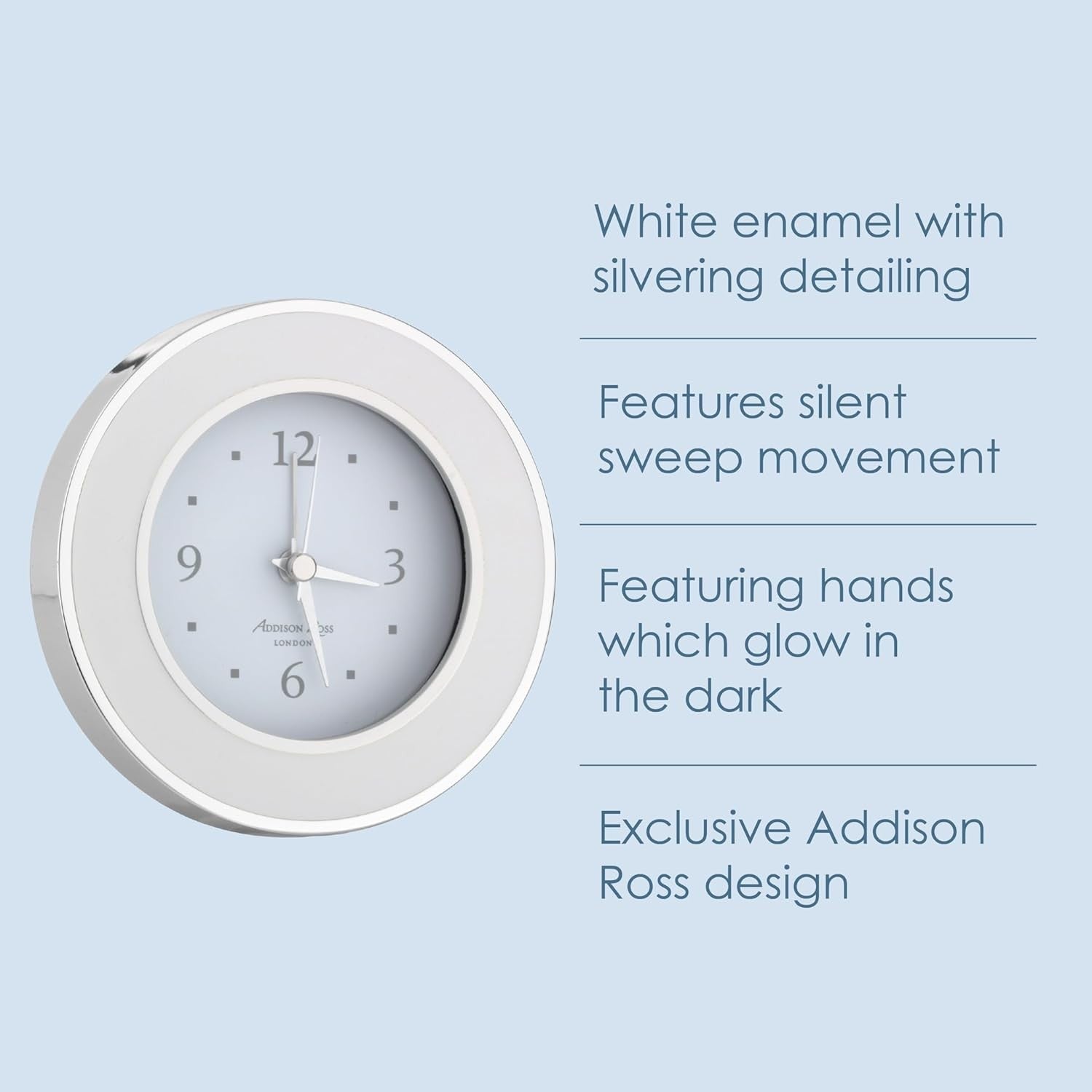 Silent Sweep Battery Alarm Clock Compact Bedside Home Office Decor