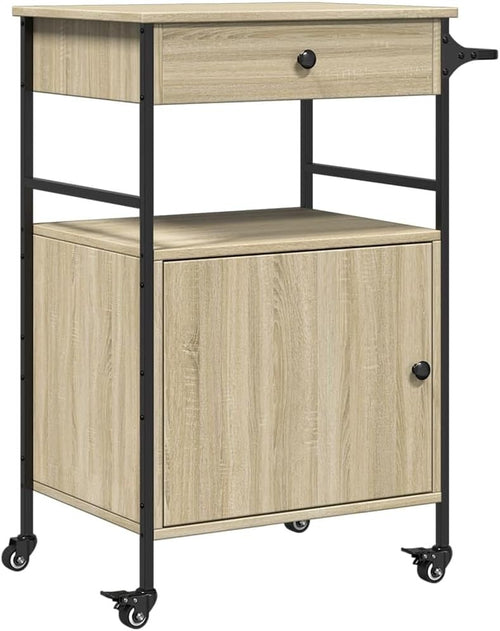 Kitchen Trolley Cart with Drawer Cabinet Towel Rack on Wheels Storage Unit