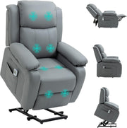 Power Lift Recliner Chair Massage Heat 160° Recline w/ Footrest Side Pockets