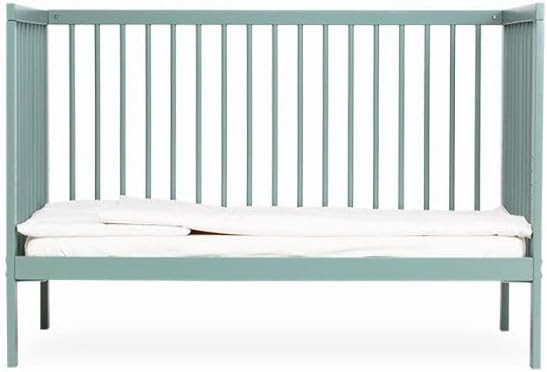 Space Saving Wooden Baby Cot Bed Adjustable Height Toddler Bed Stone Teal