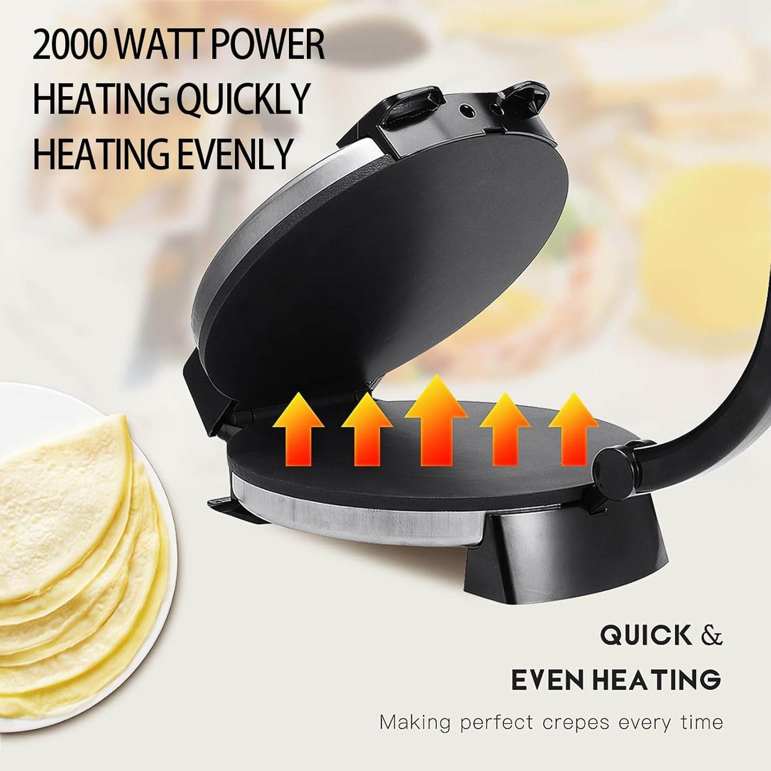 1200W Electric Pizza & Crepe Maker | Non-Stick Double-Sided Heating Press