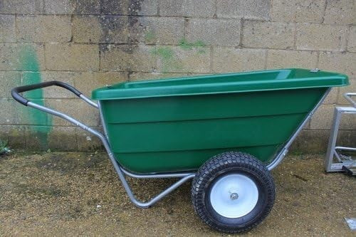 300L Green Twin Wheel Wheelbarrow – Heavy Duty 250kg Load w/ Steel Grip Handle