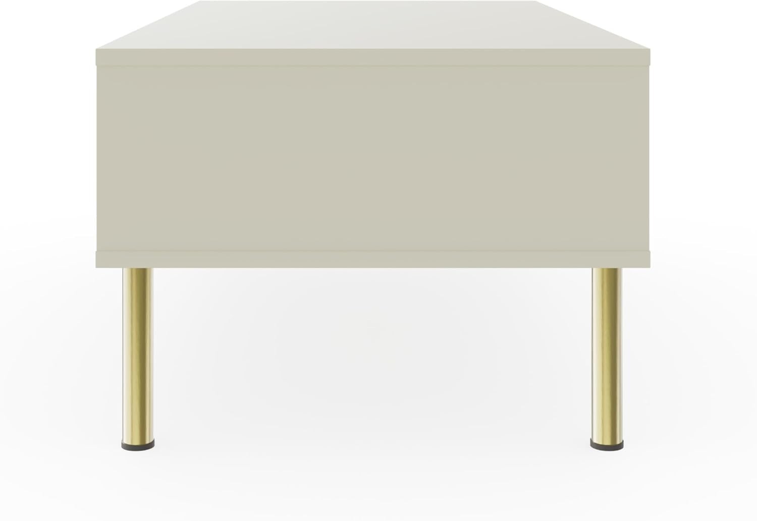 Ivory Modern Coffee Table with Metal Frame & Storage, 88CM Compact