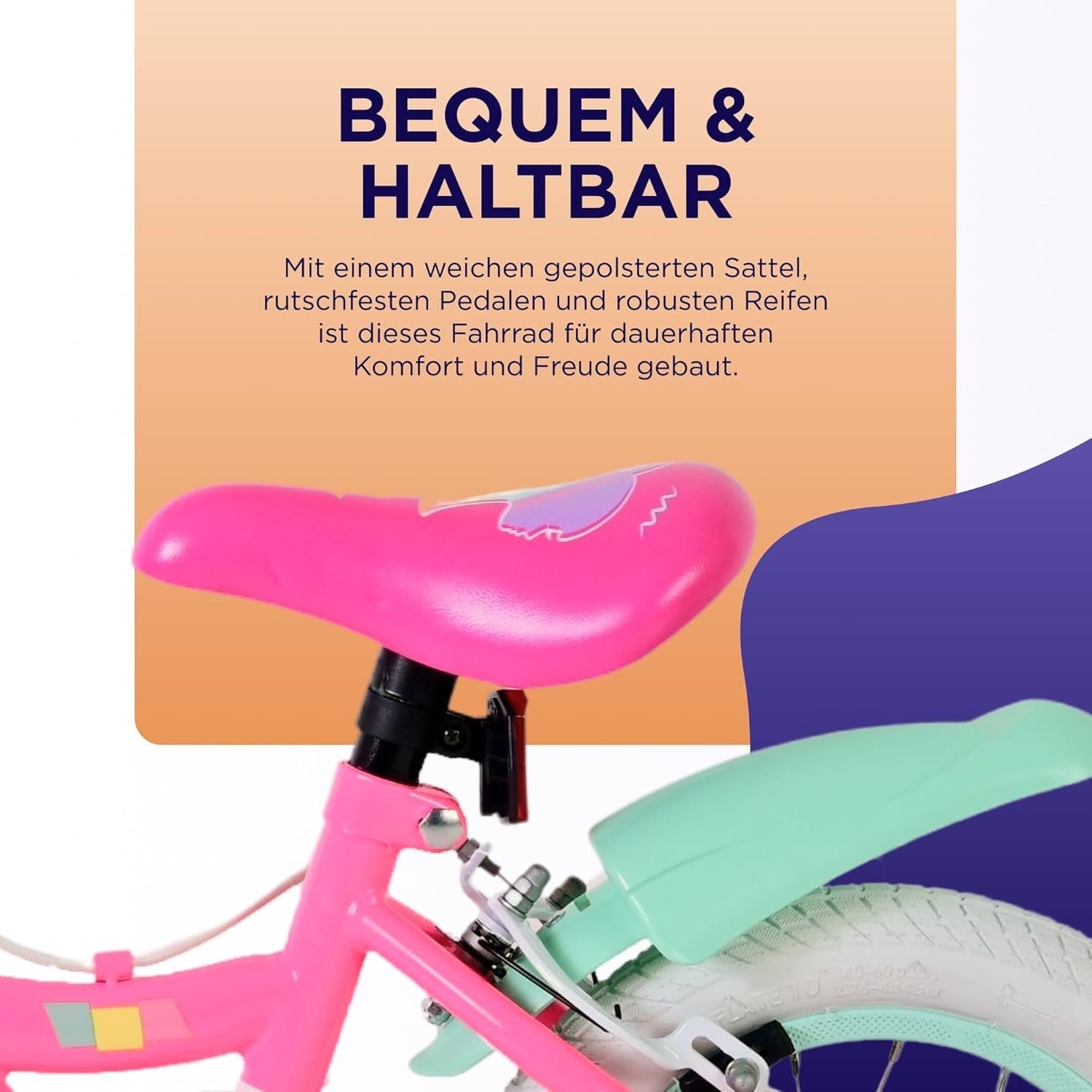 12 Inch Girls Bike Training Wheels Hand Brakes Pink Bicycle Age 3-6