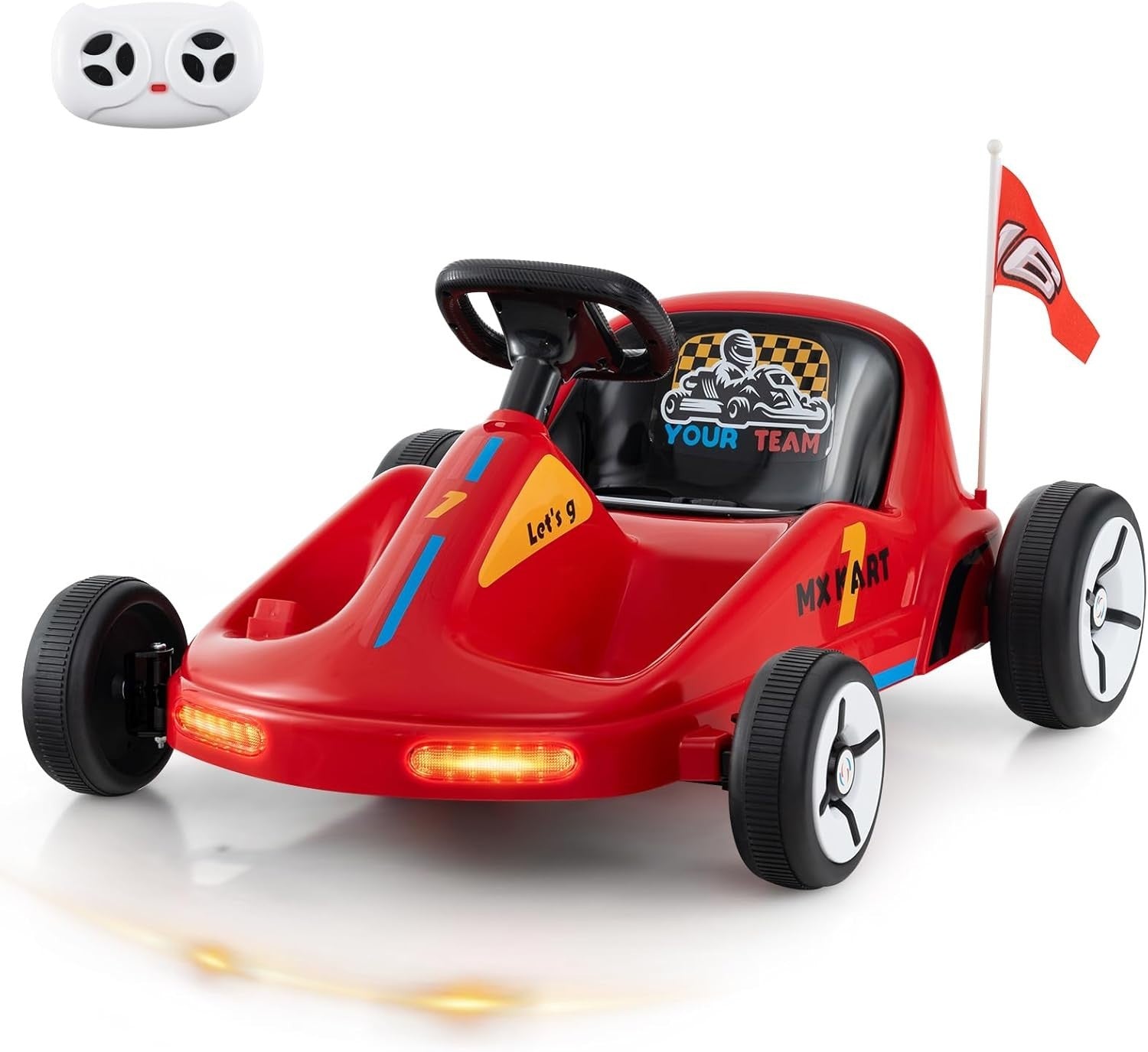Kids Electric Go Kart 12V Ride On Car Remote Control LED Music Red
