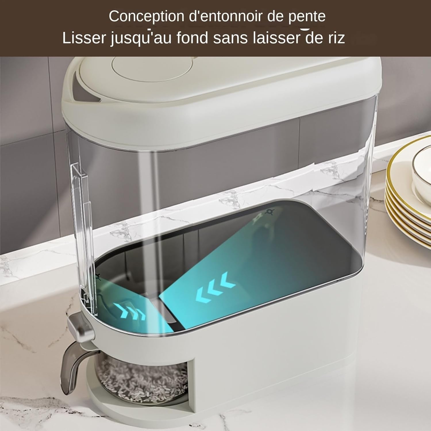20L Cereal Storage Container Airtight Rice Dispenser with Lid Pourer