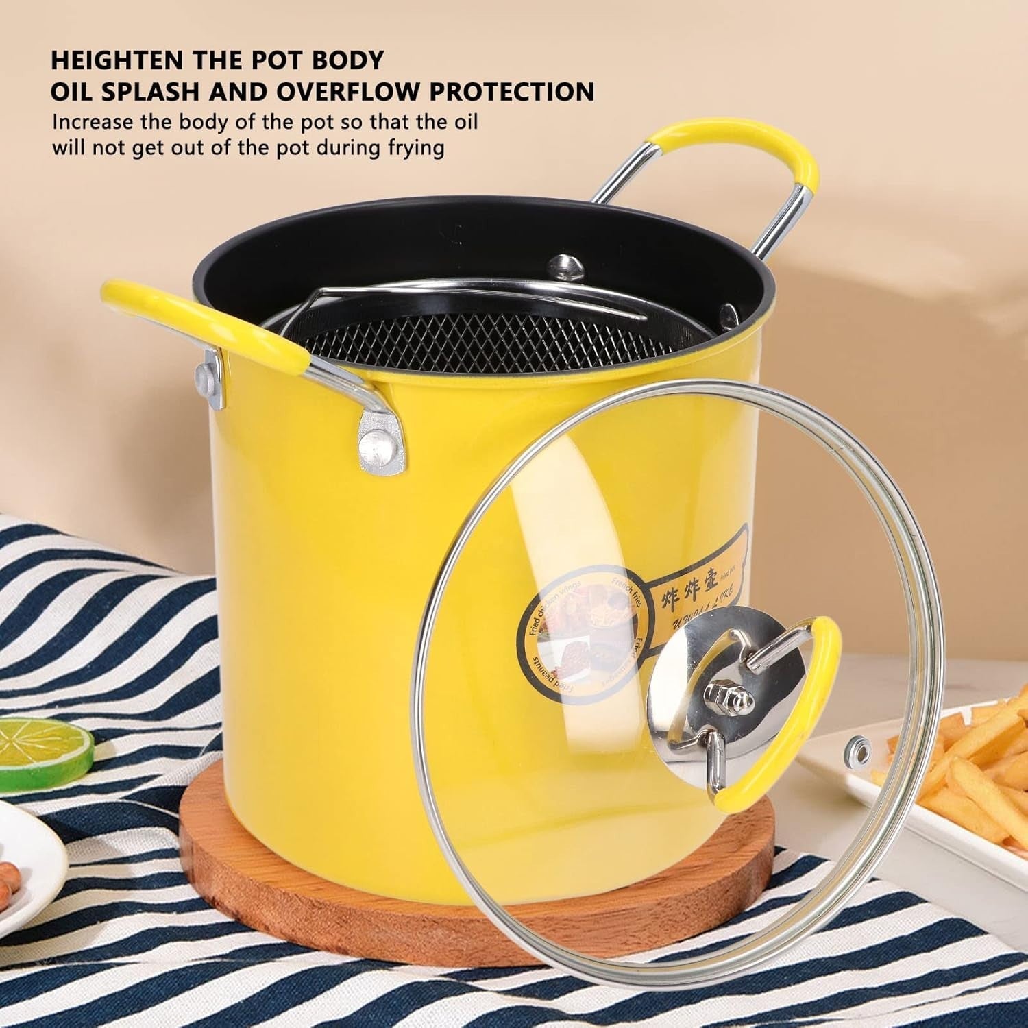 3L Mini Stainless Steel Deep Fryer Pot w Basket Oil Filter Lid