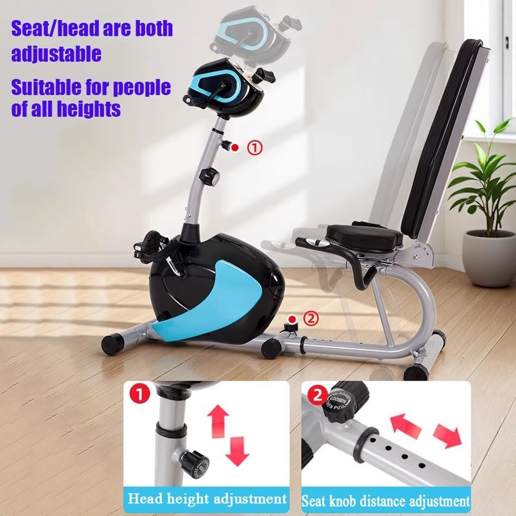 Recumbent Exercise Bike Magnetic Adjustable Seat Arm Leg Trainer Quiet Home