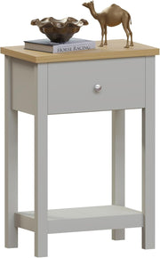 Grey Console Table with Drawer & Shelf, Engineered Wood, Compact Storage