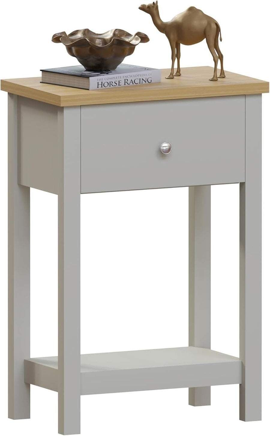 Grey Console Table with Drawer & Shelf, Engineered Wood, Compact Storage
