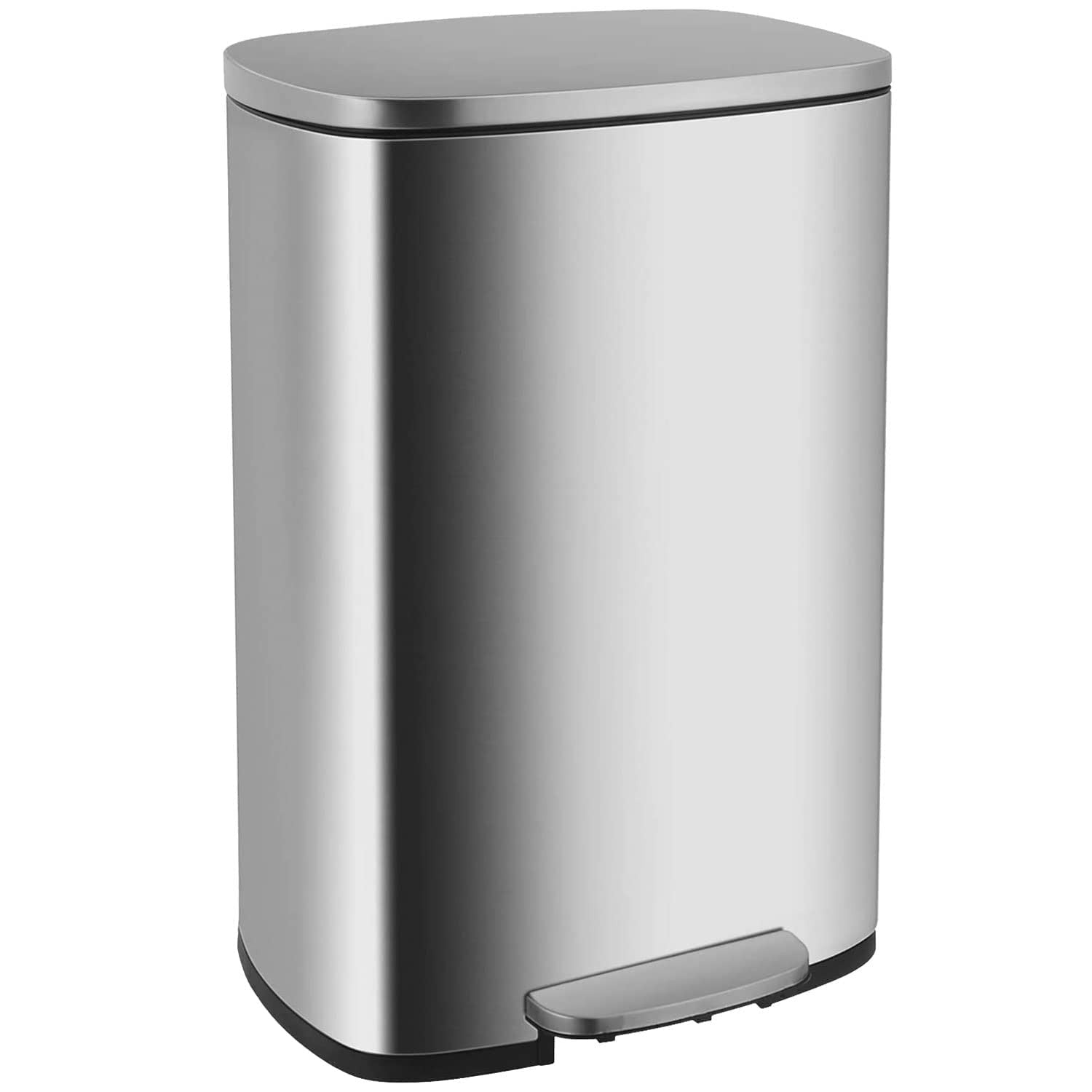 50L Stainless Steel Kitchen Bin Step On Lid Fingerprint Proof