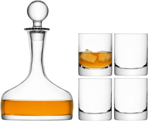 Luxury 1.6L Whisky Decanter Set with 4 Tumblers – Mouthblown Crystal Gift