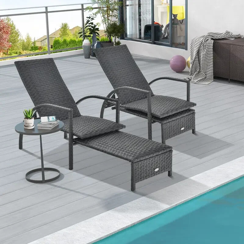 Rattan Patio Sun Lounger Recliner Chair – 5-Position Adjustable Backrest