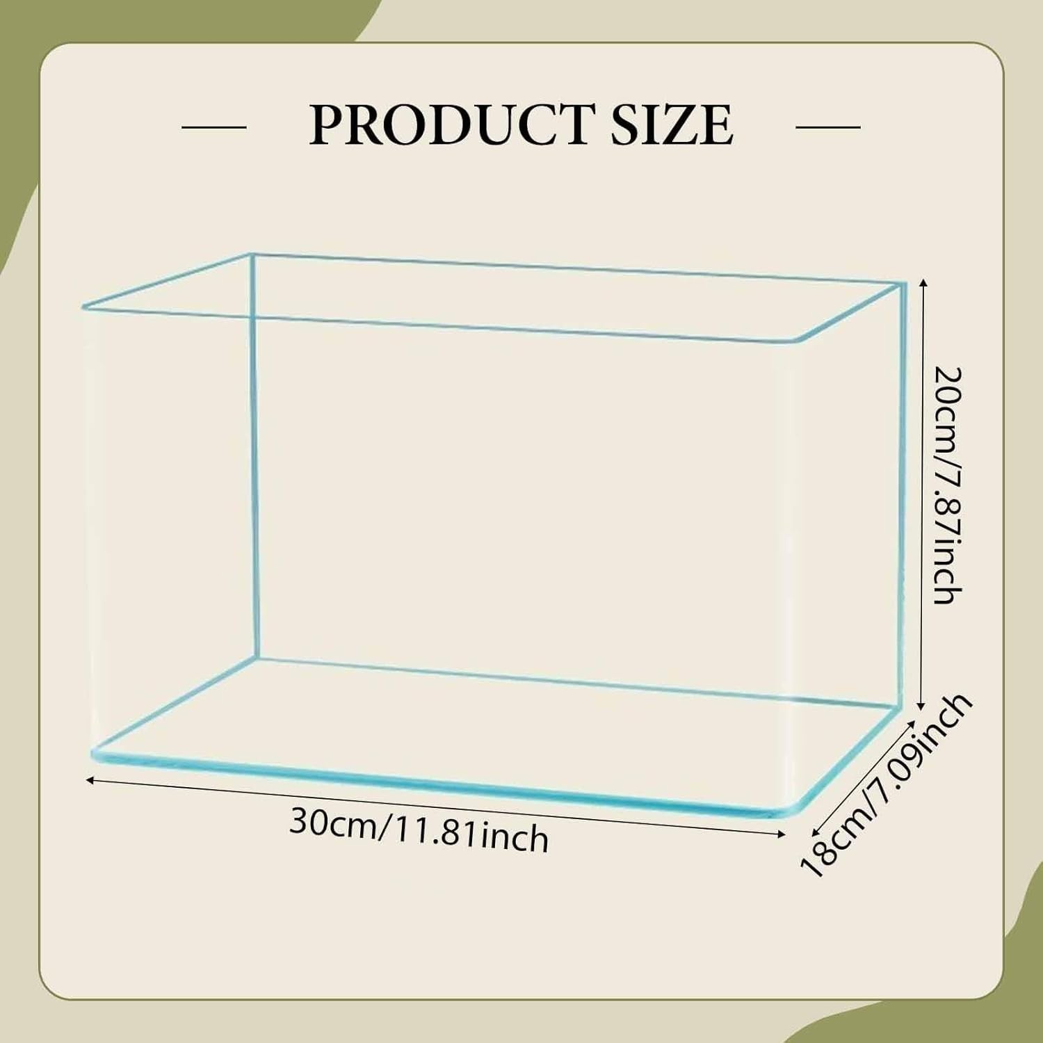 Clear Glass Fish Tank Aquarium 30x18x20cm Desktop Decoration