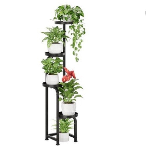 4 Tier Tall Metal Plant Stand Indoor Outdoor Black Flower Shelf Display Rack