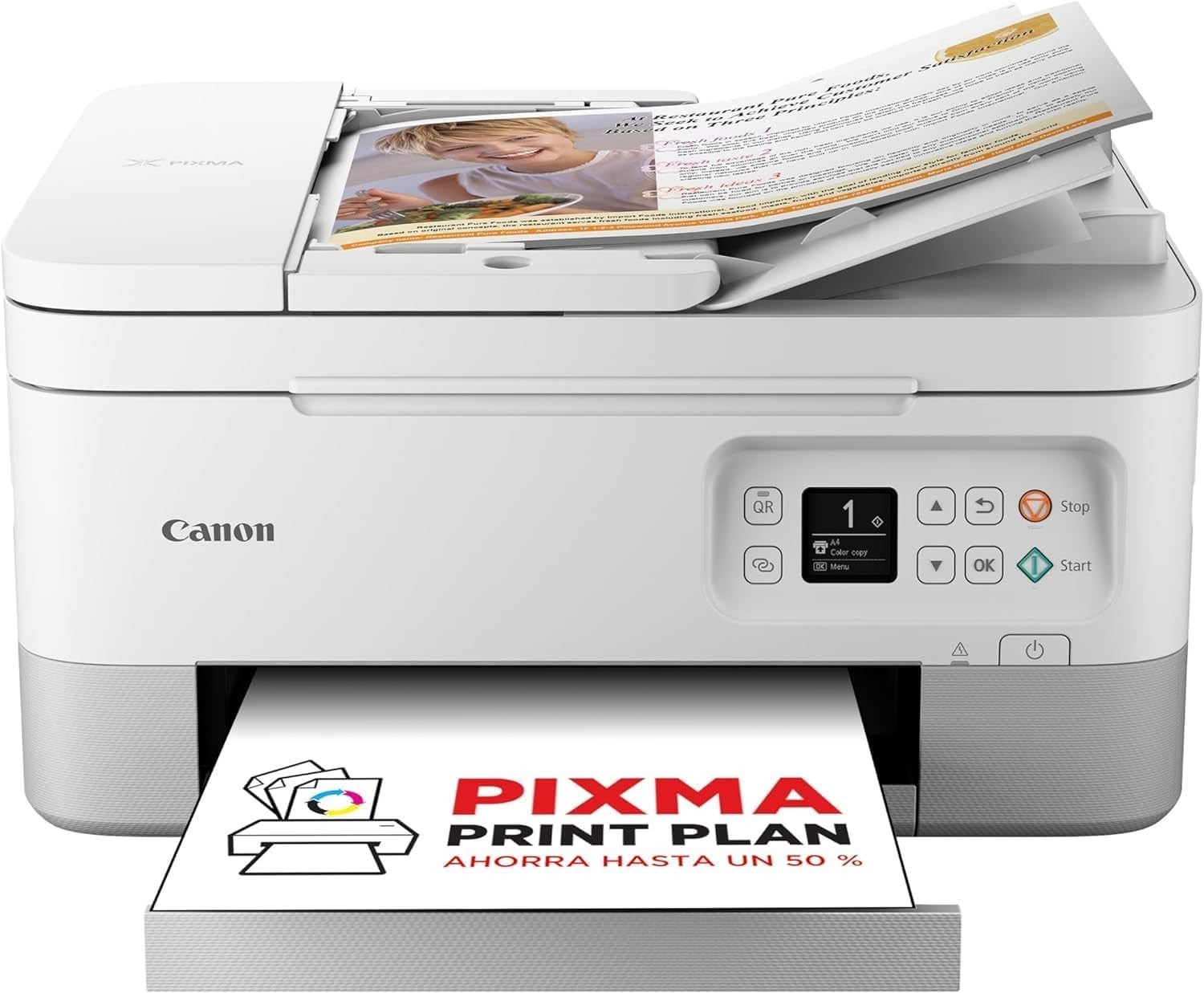 A4 3-in-1 Wireless Printer with Borderless Photo Printing - White