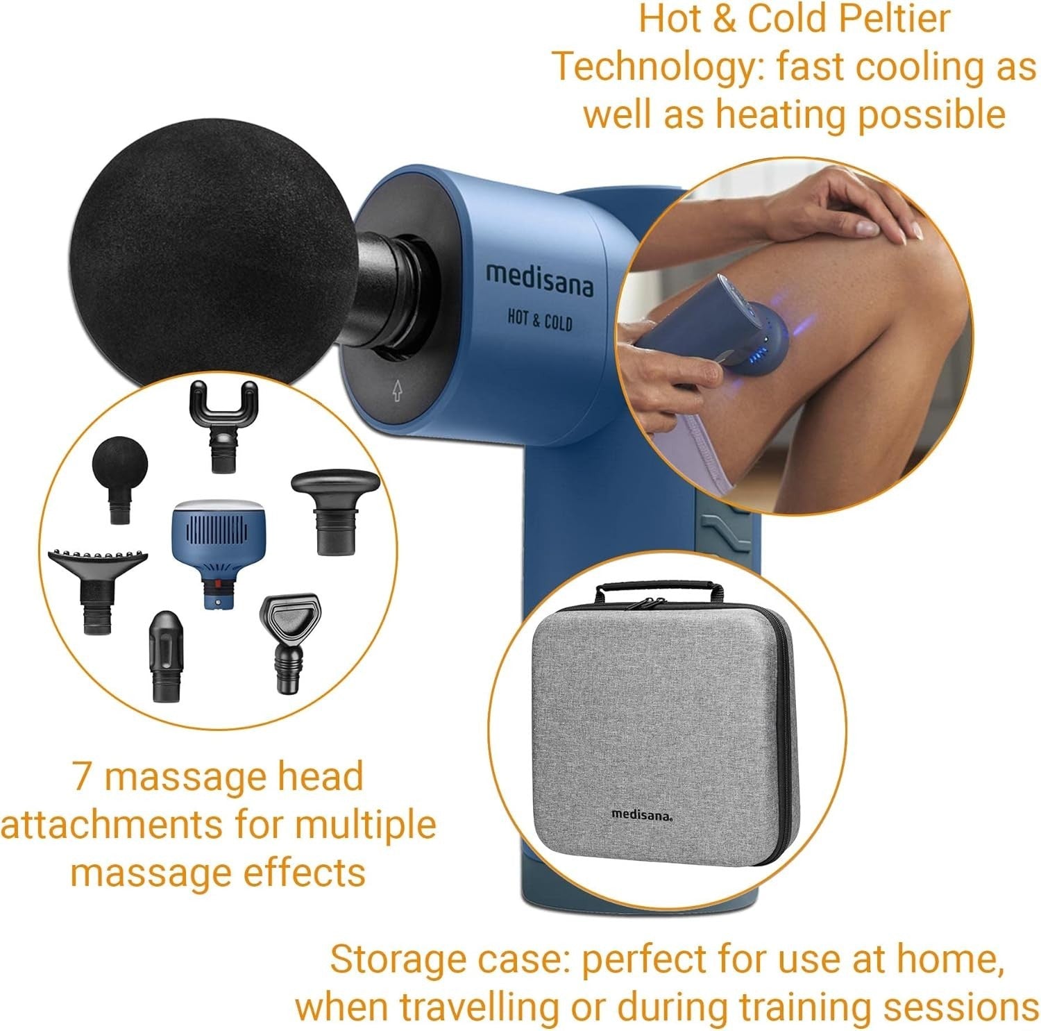 Hot & Cold Massage Gun Deep Tissue Percussion Therapy 7 Heads Muscle Relief