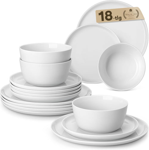36pc Porcelain Dinnerware Set Plates Bowls Microwave Dishwasher Safe