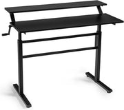Black Adjustable Standing Desk 113cm Crank Handle Sit Stand Table