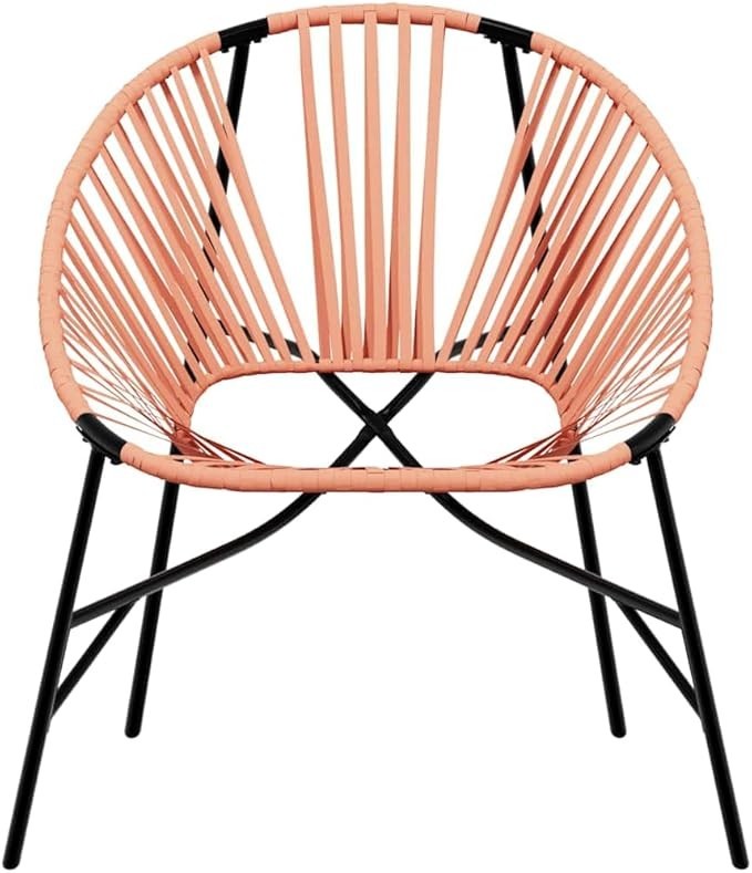 Outdoor Garden Egg Chair Black & Orange Rattan Seat – Comfortable & Durable