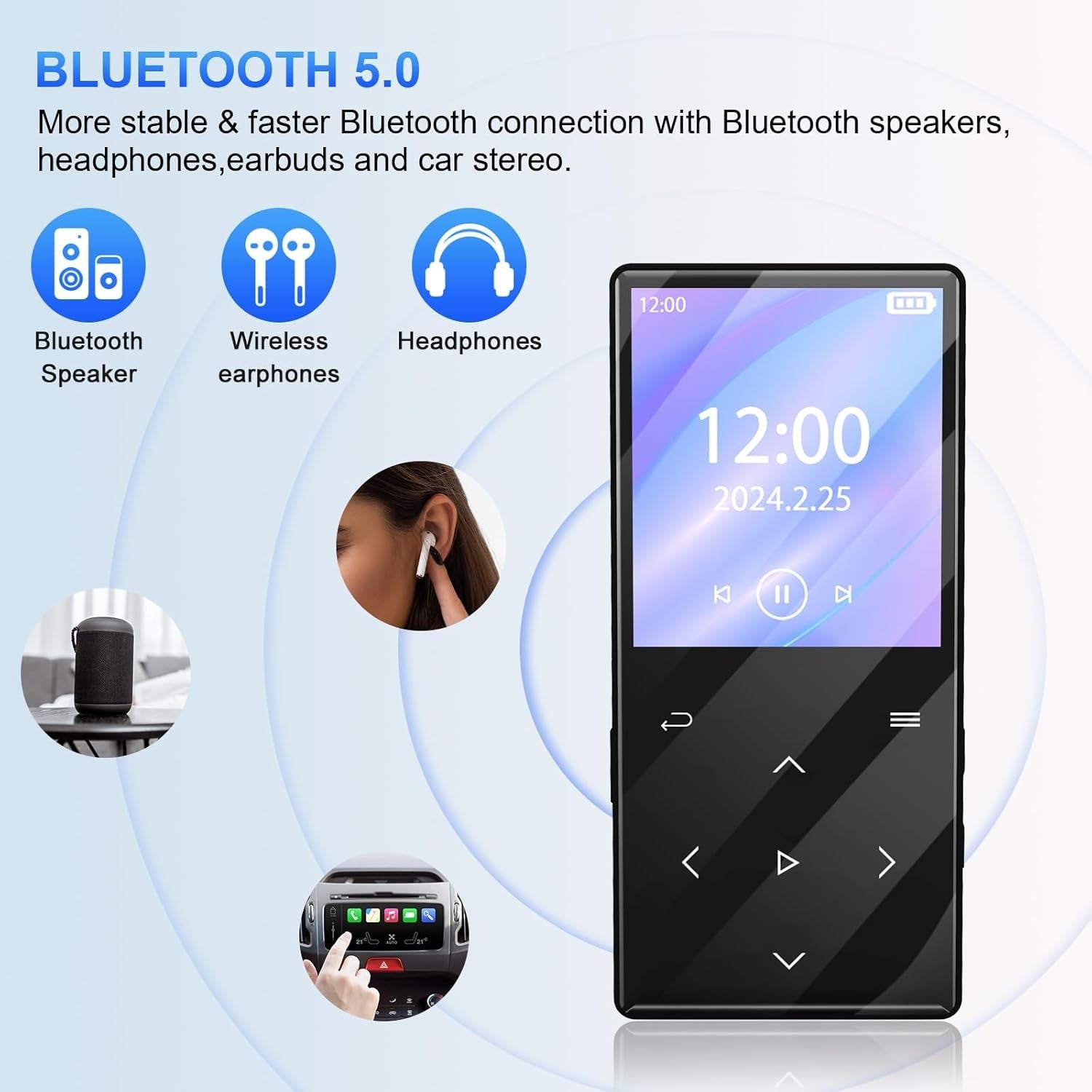 128GB Bluetooth MP3 Player HiFi Sound FM Speaker Recorder