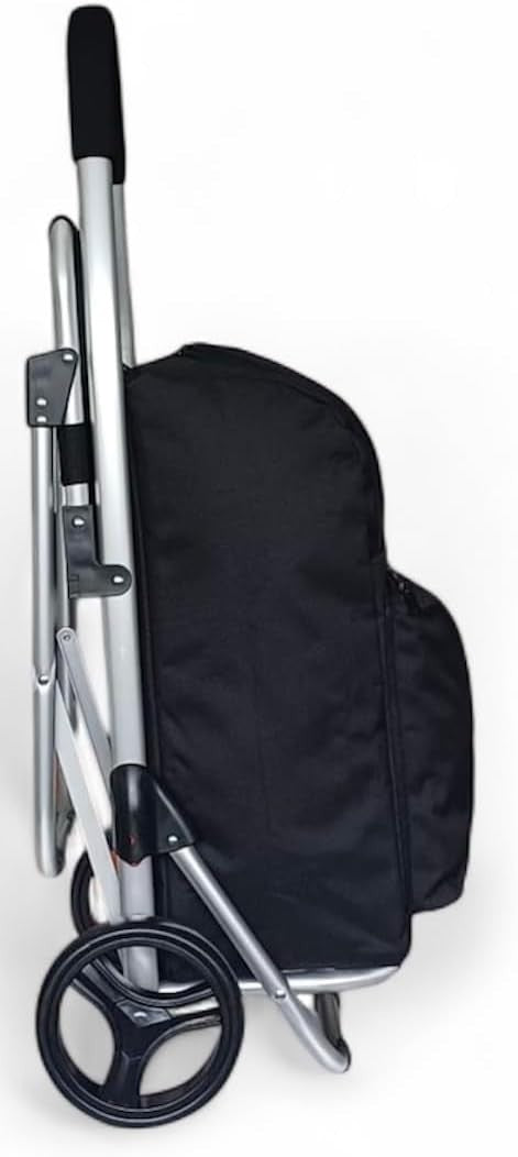 30L Aluminium Shopping Trolley with Seat Black Foldable Grocery Cart