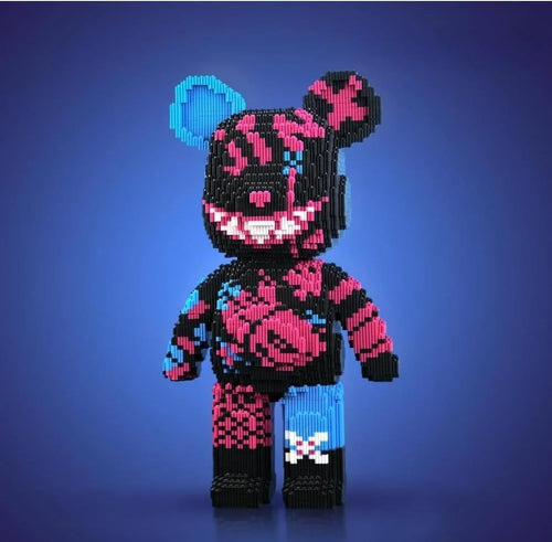 3688pcs Pixel Art Bear Building Blocks Set Black Pink Gift 47cm Display Toy