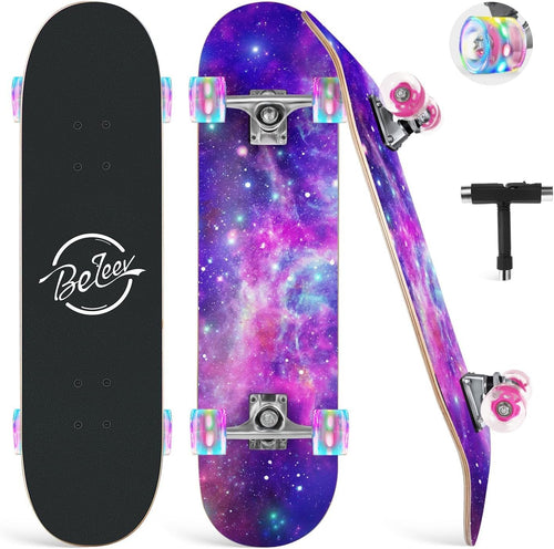 31x8 Maple Cruiser Skateboard Double Kick Concave Trick Board Purple