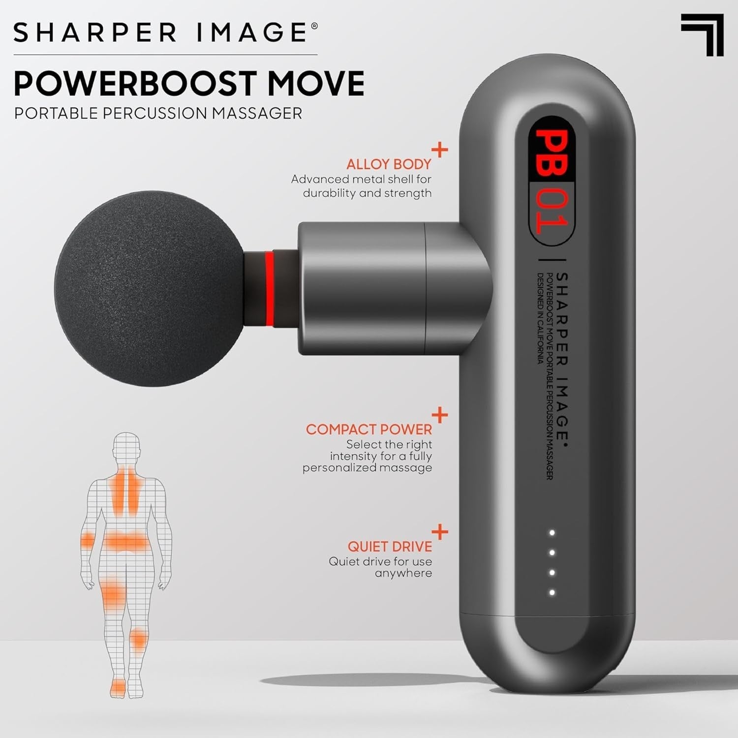 Compact Deep Tissue Massage Gun Portable Muscle Relaxer 4 Heads 4 Speeds