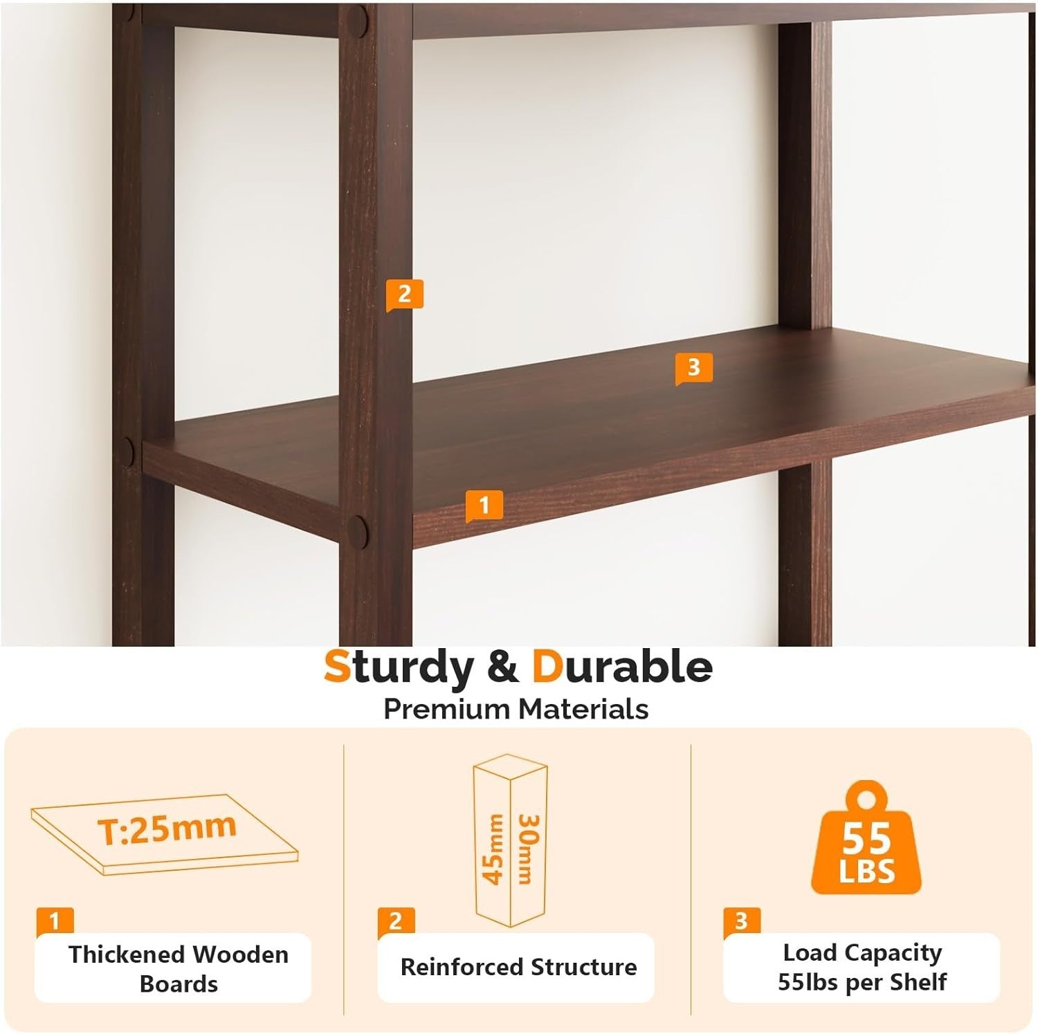 6 Tier Bookcase with Doors Fluted Panel Bookshelf Adjustable Storage Cabinet