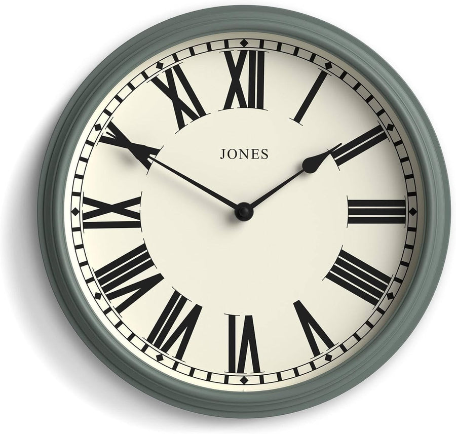 30cm Roman Numeral Wall Clock – Silent Quartz Vintage Green Home Decor