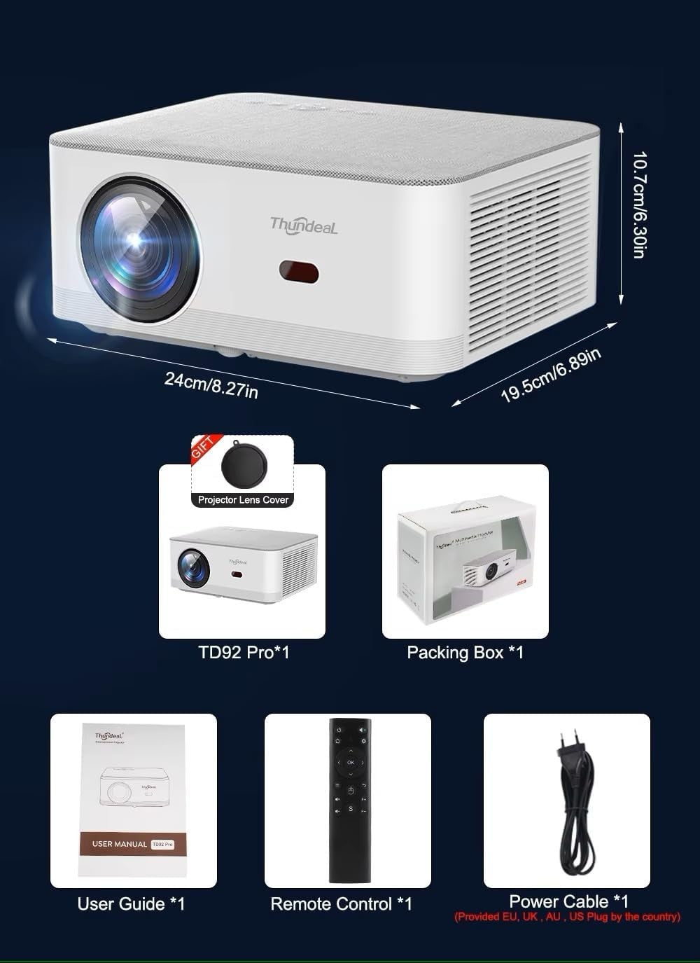 1080P Android Projector WiFi 5G 4K Support 3D Bluetooth