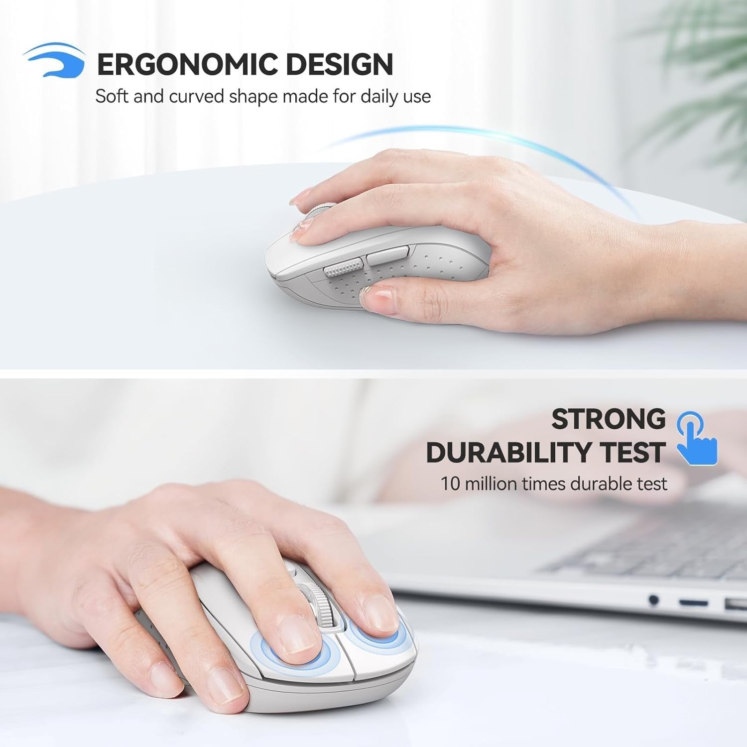 Silent Wireless Bluetooth Mouse 4000 DPI Multi Device Slim Office Design
