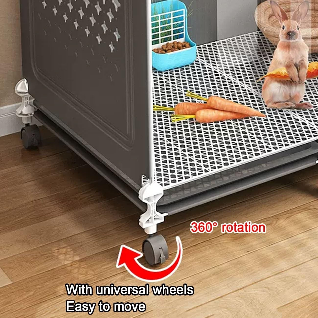 Large Indoor Rabbit Cage DIY Guinea Pig Hutch Clear Front Pull Out Tray