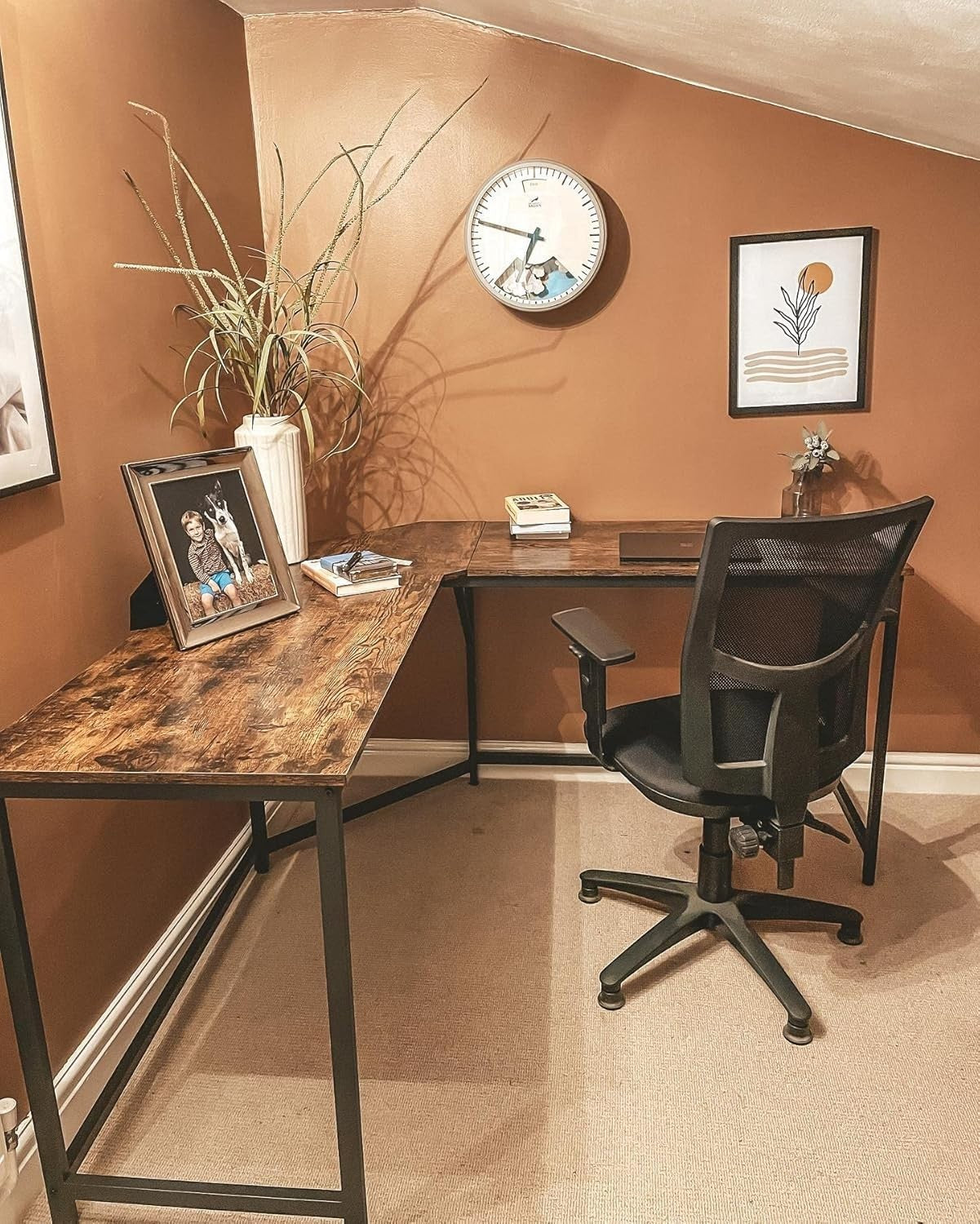 L-Shaped Corner Gaming Desk 149cm Home Office Computer Table Rustic Brown