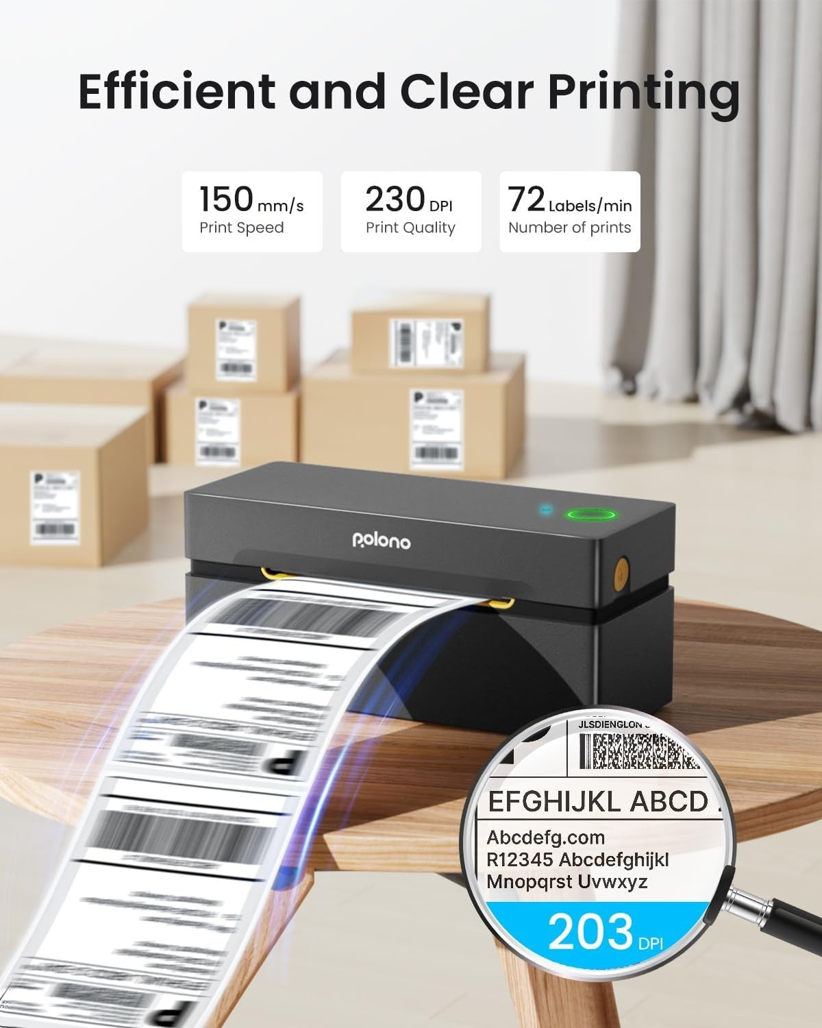 Wireless Bluetooth Thermal Shipping Label Printer 4x6 Black Fast Print