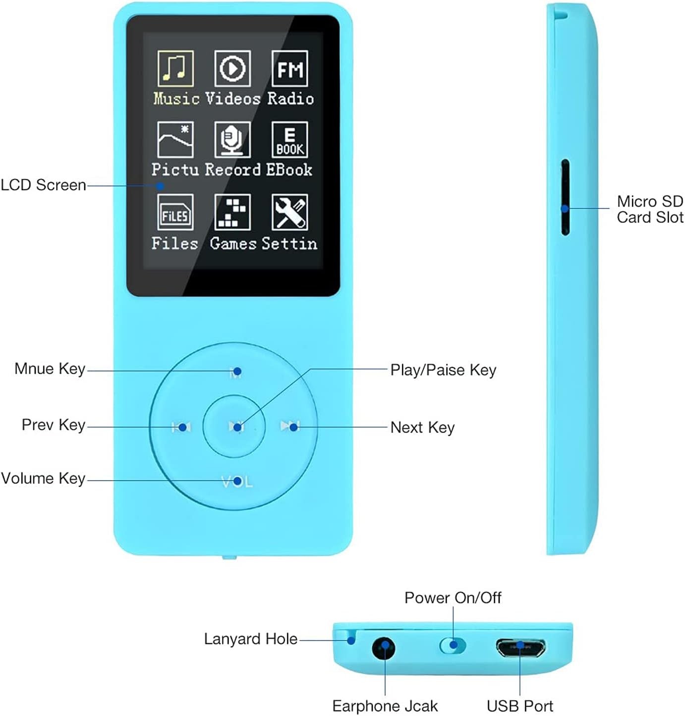 8GB MP3MP4 Music Player Portable HiFi FM Radio Voice Recorder