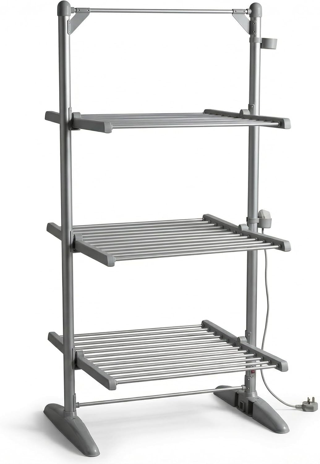 3 Tier Heated Clothes Airer with Cover Foldable Electric Drying Rack 24 Bars
