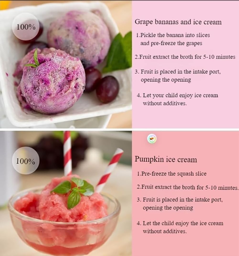 Frozen Dessert Maker Ice Cream Yogurt Sorbet Machine 500ml Manual