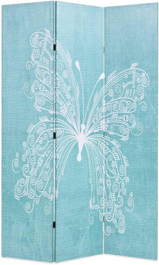 Butterfly Blue Folding Room Divider Screen Privacy Partition 120x170cm