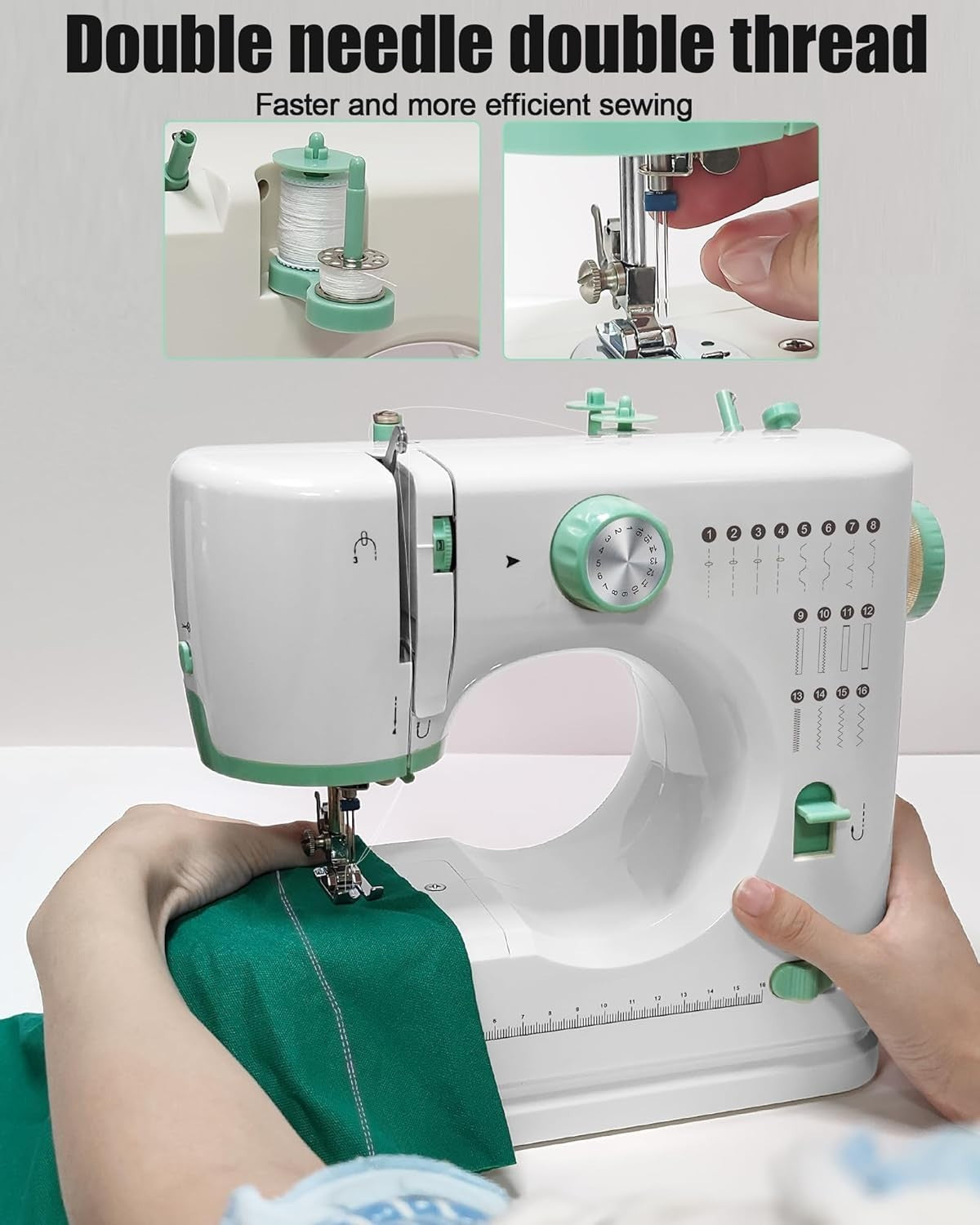 16 Stitch Mini Sewing Machine Electric Dual Needle Extension Table Kit
