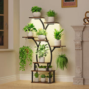 8-Tier Metal Plant Stand with Grow Lights, 122cm Indoor Flower Shelf Rack
