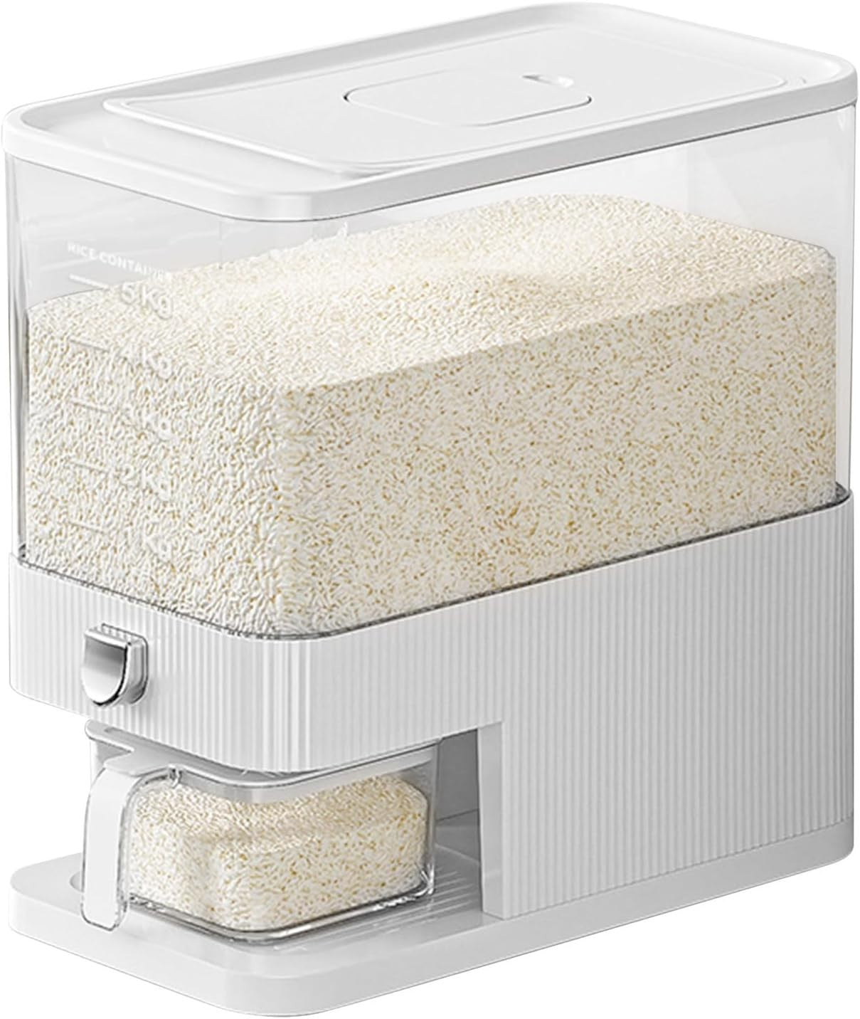 5kg Rice Dispenser Airtight PP Grain Storage w Measuring Cup