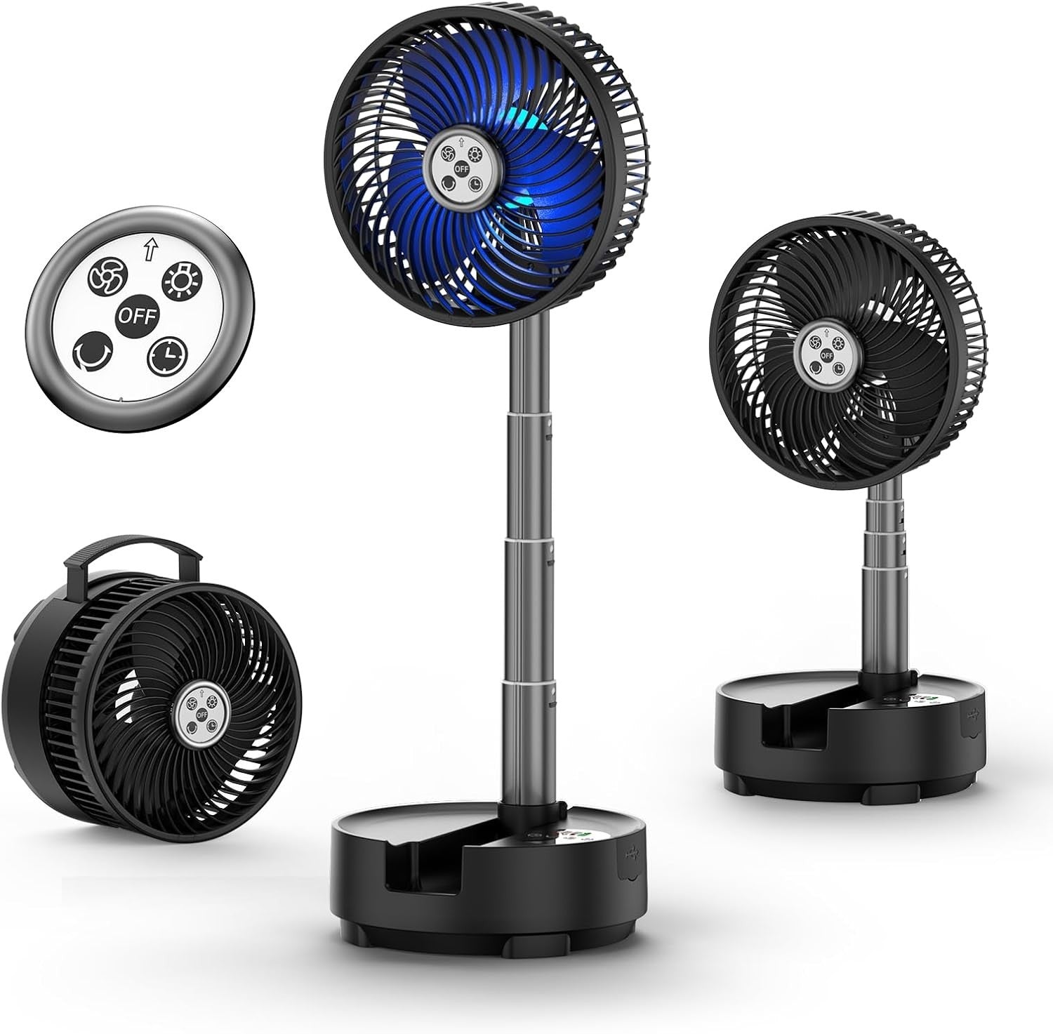 8-Inch Foldable Rechargeable Fan – 20000mAh Battery w/ Remote & LED Light