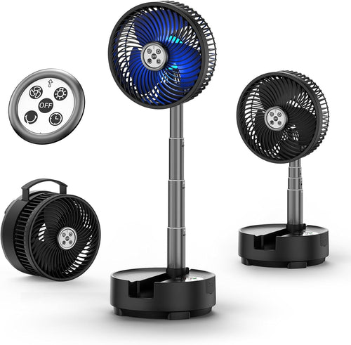 8-Inch Foldable Rechargeable Fan – 20000mAh Battery w/ Remote & LED Light