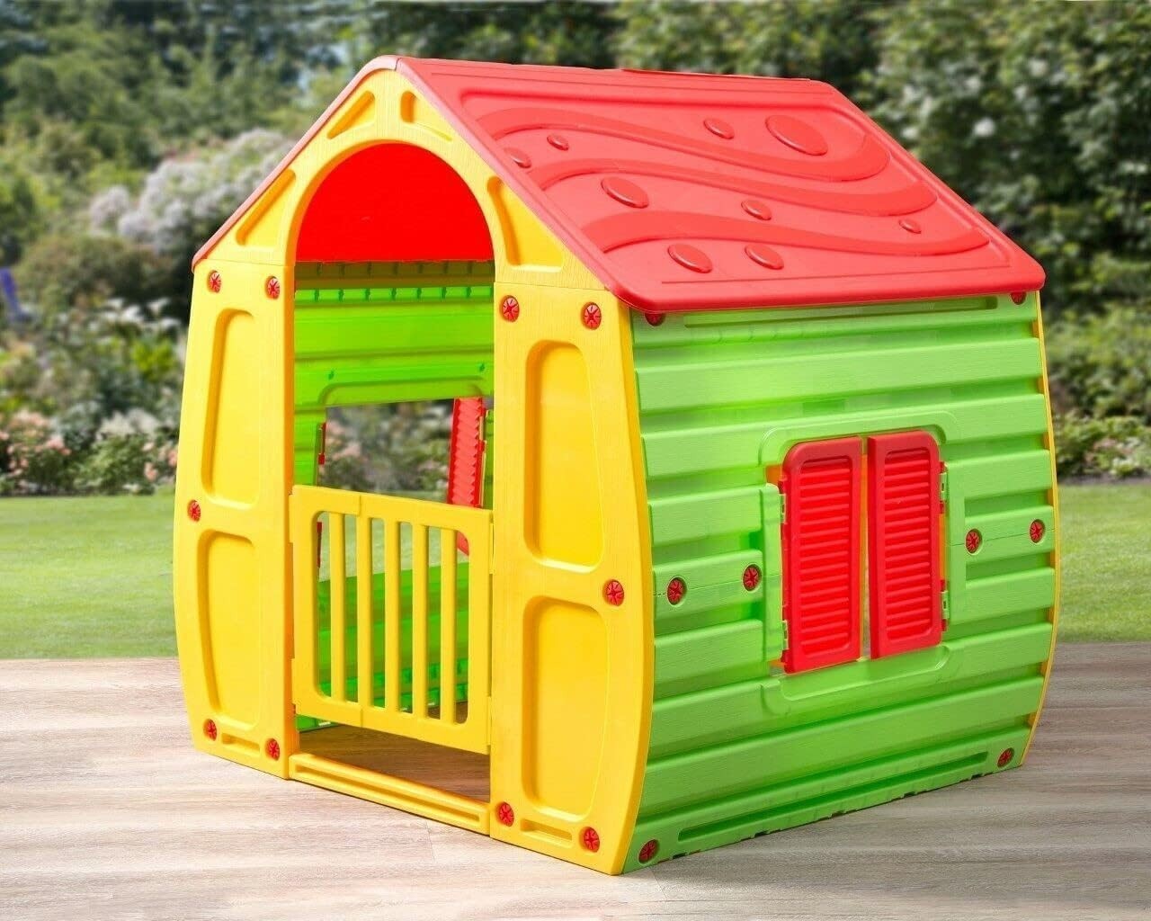 Childrens Plastic Garden Playhouse Wendy House Indoor Outdoor Easy Build