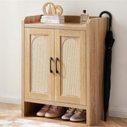 5-Layer Rattan Shoe Cabinet Adjustable Shelves Sturdy Storage 68x38x88cm